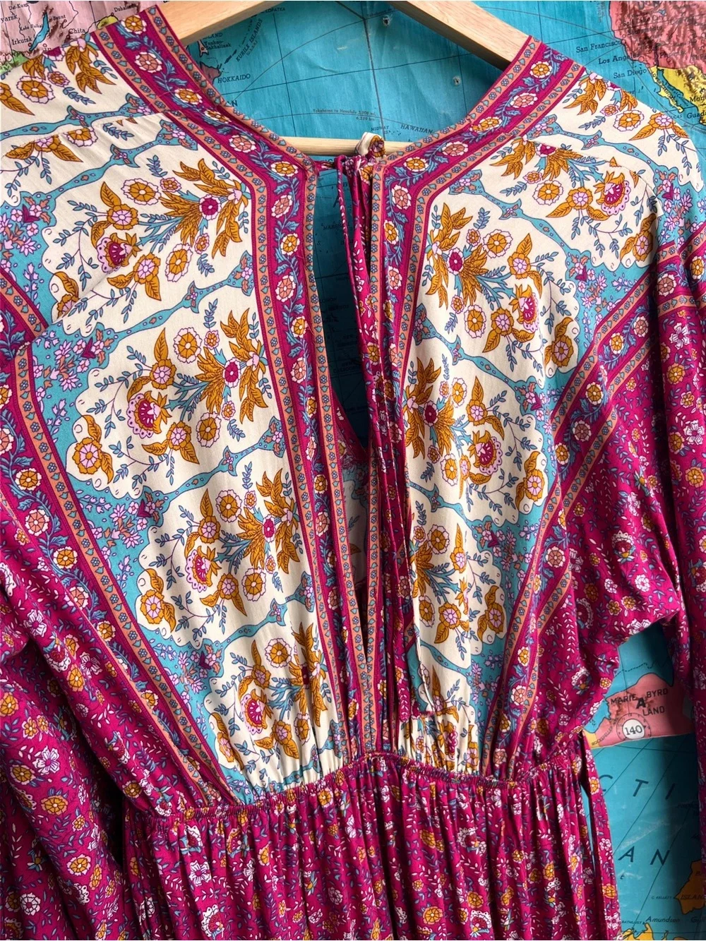 Pink Lily Magenta Boho Floral Maxi Dress - Picture 6 of 7
